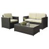 3-Piece Outdoor Patio Furniture Set with Chair Loveseat and Cocktail Table