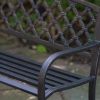 4-FT Curved Back Metal Bench in Weathered Black with Antique Bronze