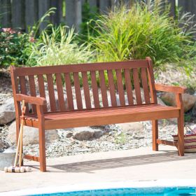 4-Ft Outdoor Love-seat Garden Bench in Natural Wood Finish