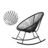 3 Piece Black Oval Patio Woven Rocking Chair Bistro Set