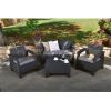 Contemporary Outdoor Coffee Table in Durable Black Plastic Rattan