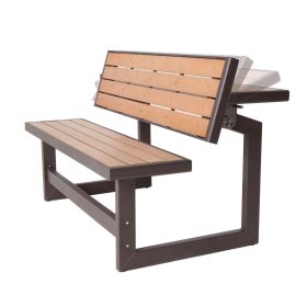 Metal and Wood Park Style Bench for Outdoor Patio Lawn Garden