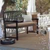 5-Ft Outdoor Curved Back Garden Bench with Armrest in Black Wood Finish