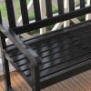 5-Ft Outdoor Curved Back Garden Bench with Armrest in Black Wood Finish