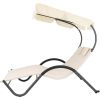 2 Person Off White Outdoor Patio Chaise Lounger Chair Canopy Bed with Pillows