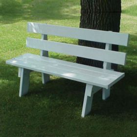 Sturdy Back Support White Vinyl Park Bench