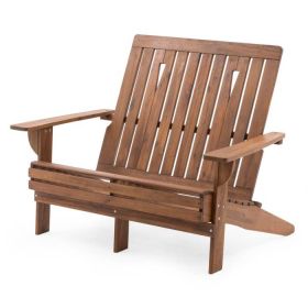 Outdoor 4-ft Adirondack Chair Loveseat Garden Bench in Natural Wood Finish